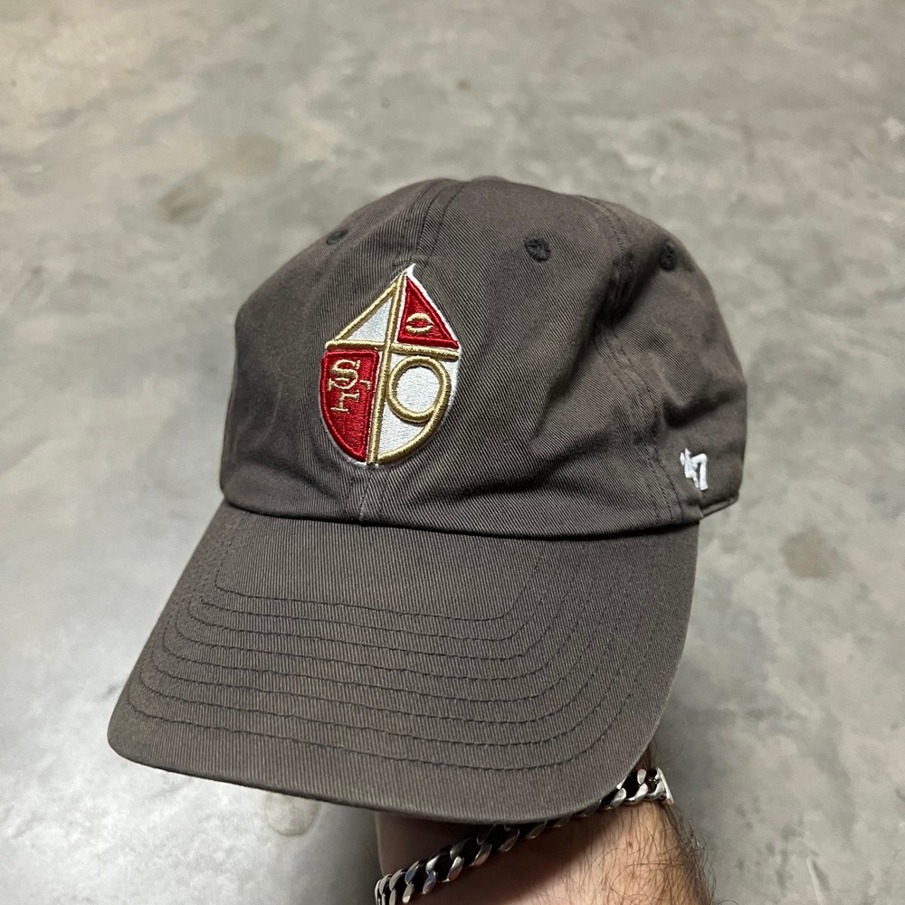 47 Brand San Francisco 49ers Hat Mens Gray NFL Shield Logo Adjustable Strapback